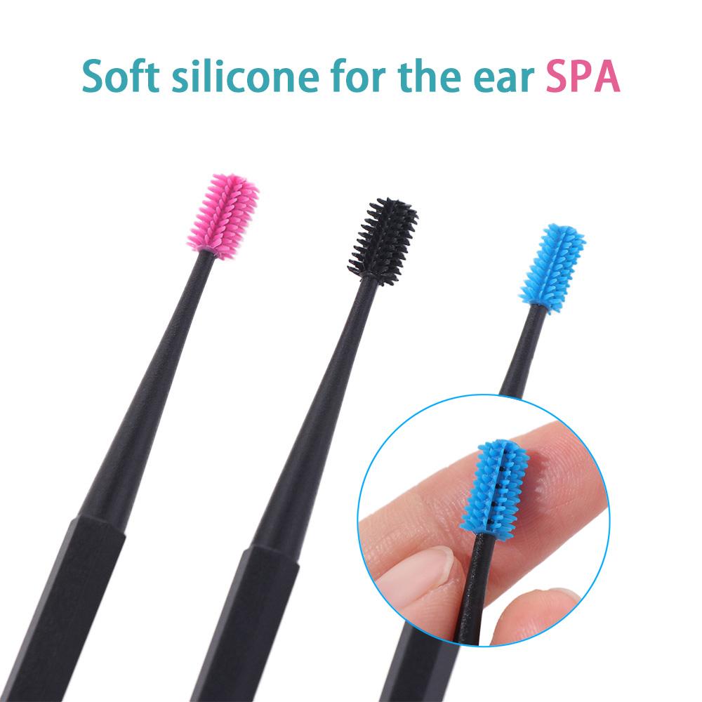 360° Rotary Spiral Ear Cleaner Double-ended Ear Wax Clean Tool Soft Silicone Earpick Ear Care
