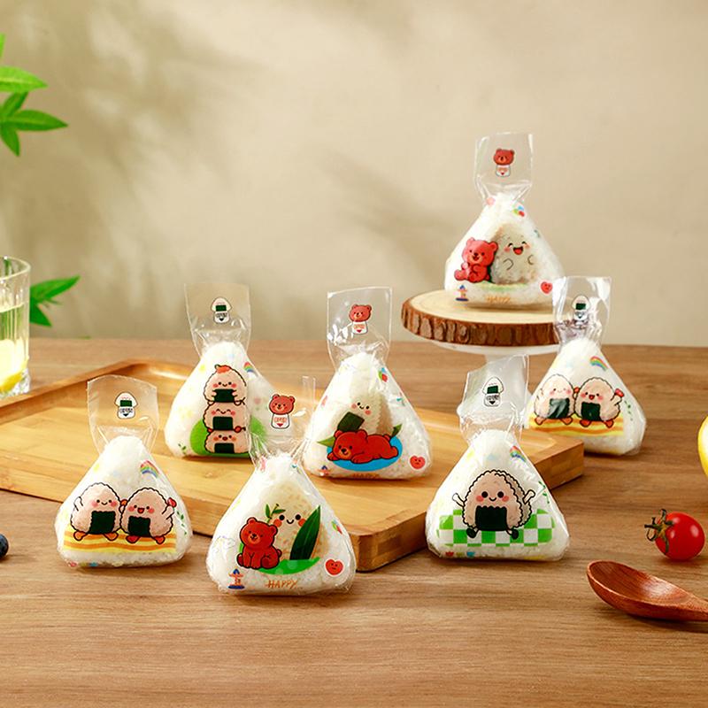 50Pcs Lovely Cartoon Japenese Triangle Rice Ball Packaging Bag Nori Onigiri Sushi Bag Sushi Making Mold Bento Accessories