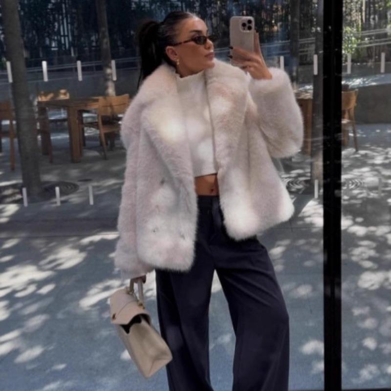 Spice girl high temperament imitation fur environmentally friendly fluffy short coat warm loose versatile fashion new winter girl