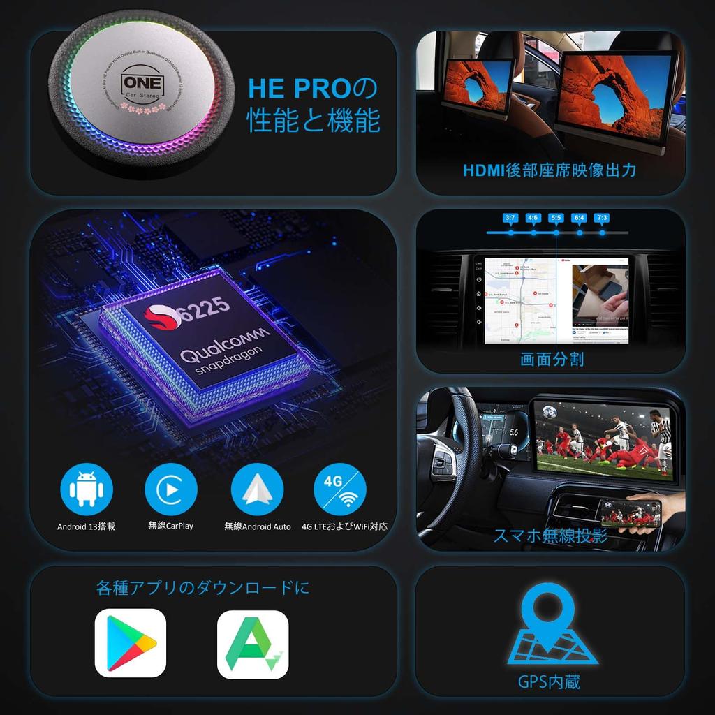 Blossom Commemorative Authentic OneCarStereo Latest CarPlay AI Box He Pro Series with Android OTA HDMI Video Rear Seat Monitor Cable Technical