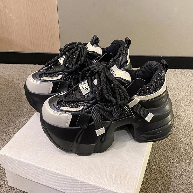 

[Фанфна] Платформа папины кроссовки женские супер огонь 2025 осень новые популярные туфли небольшие увеличивающие рост спортивные туфли 39 чёрный