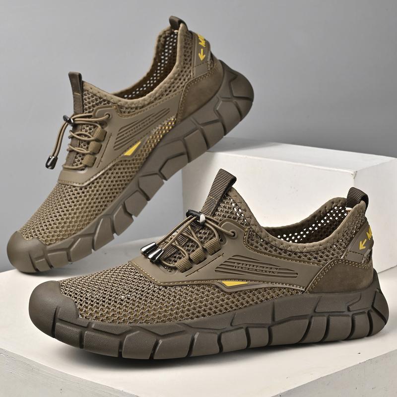 Fashion Summer Men Sandals Fashion Handmade Mesh Flats  Outdoor Beach Sandals Breathable Casual Beach Shoes Hollow Out Treking Footwear