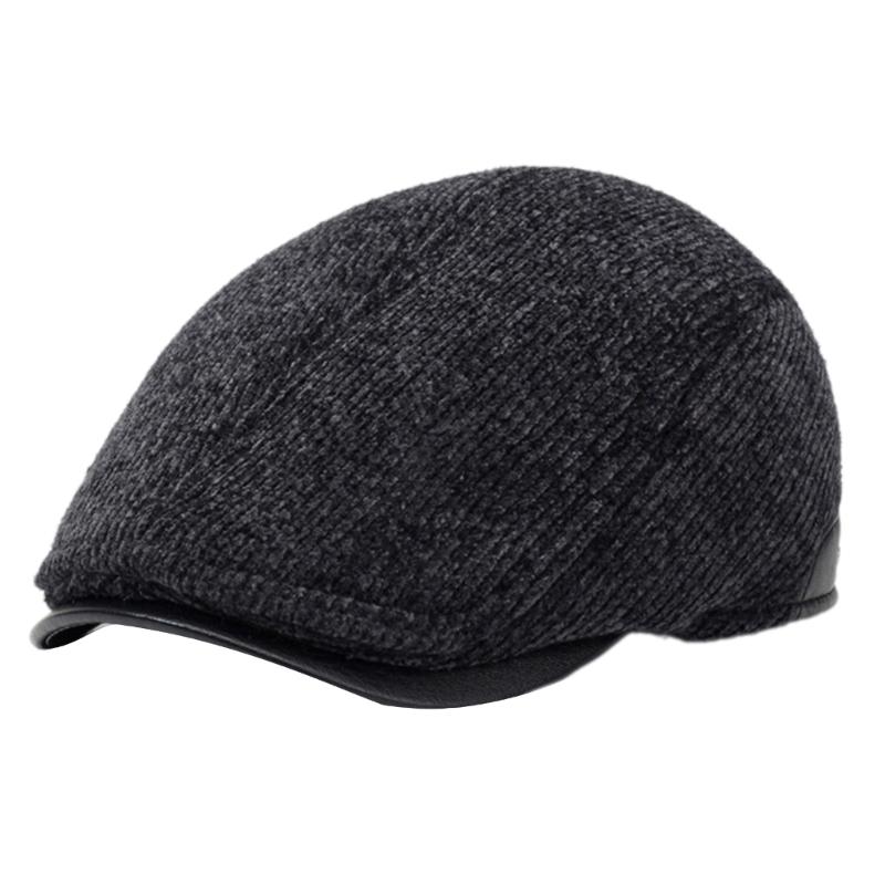 Men s Wool Beret Hat British Vintage Winter Hat for Fashion Enthusiasts Adjustable Ear Muff Beret Caps for Daily Use серый