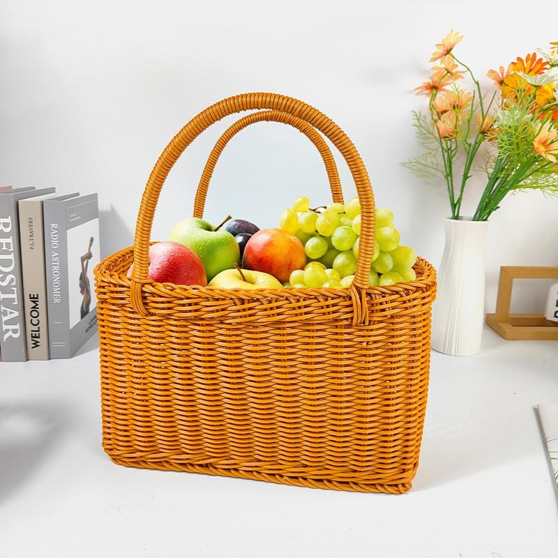 Sturdy Metal Frame Storage Basket Picnic Grocery Snacking Fruit Vegetable Craft Home Organization