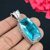 Blue Topaz Gemstone Pendant Solid 925 Sterling Silver Pendant Jewelry Gift For Unisex