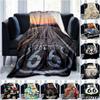 1Pz Coperta con motivo Highway 66, leggera per tutte le stagioni, per casa, ufficio, pisolino all'aperto, coperta multifunzionale