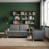 2 Piece Storage Sofa Set Dark Grey Polyester
