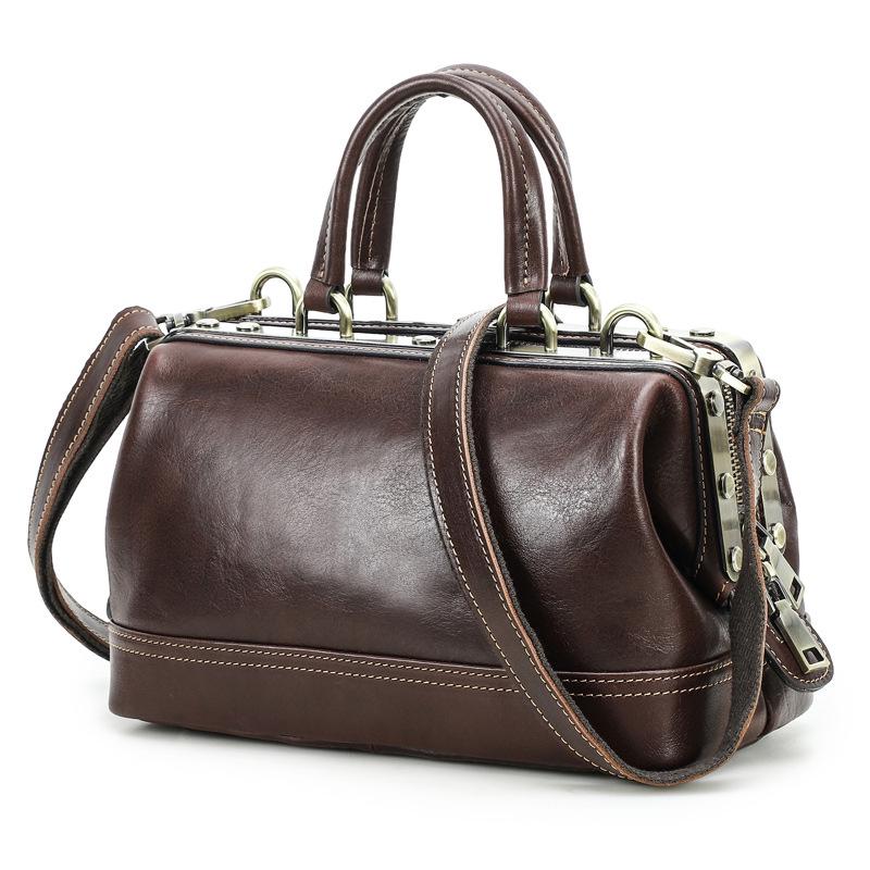 Fashionable Genuine Leather Women's Crossbody Handbag with Metal Hinges, Full-Grain Lambskin, Small Shoulder Bag