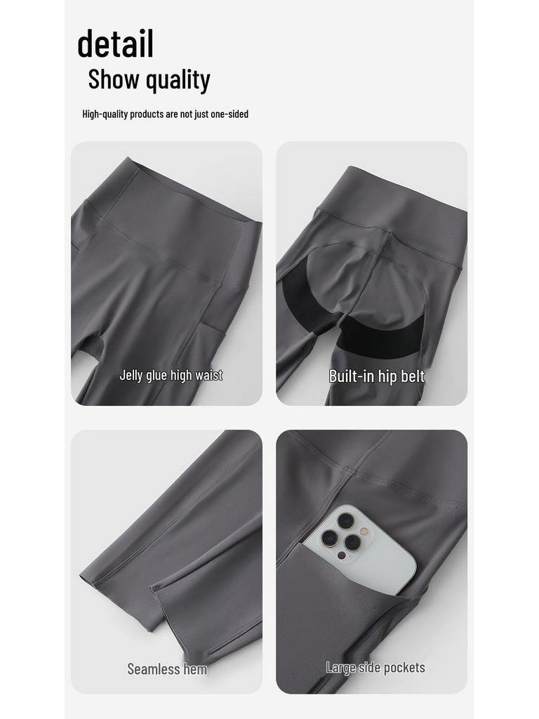 Women's Cloud Feeling Ice Silk Pocket Yoga Pants - Summer Slimming, Hip-Lifting, Sporty Outdoor Wear