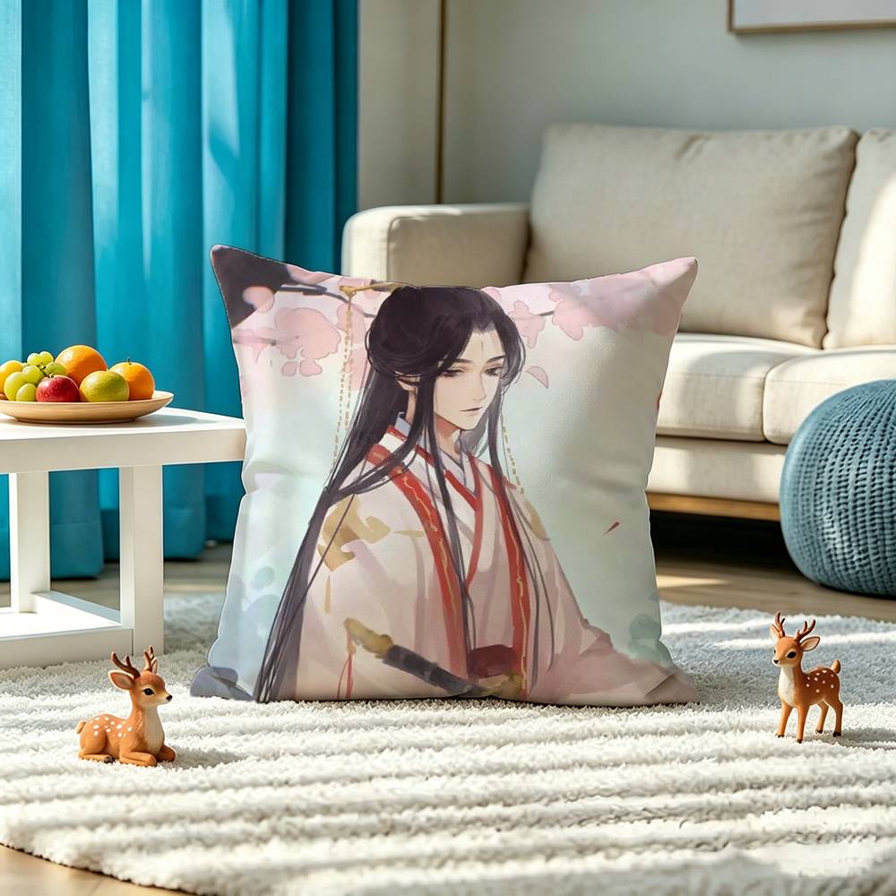 Anime Heaven Official Xie Lian Pillow Case Square Double-Sided Sofa Cushion Cover Bedroom Bedside Pillow