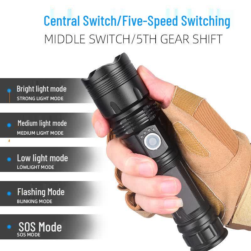 USB Rechargeable Waterproof LED Zoom Flashlight