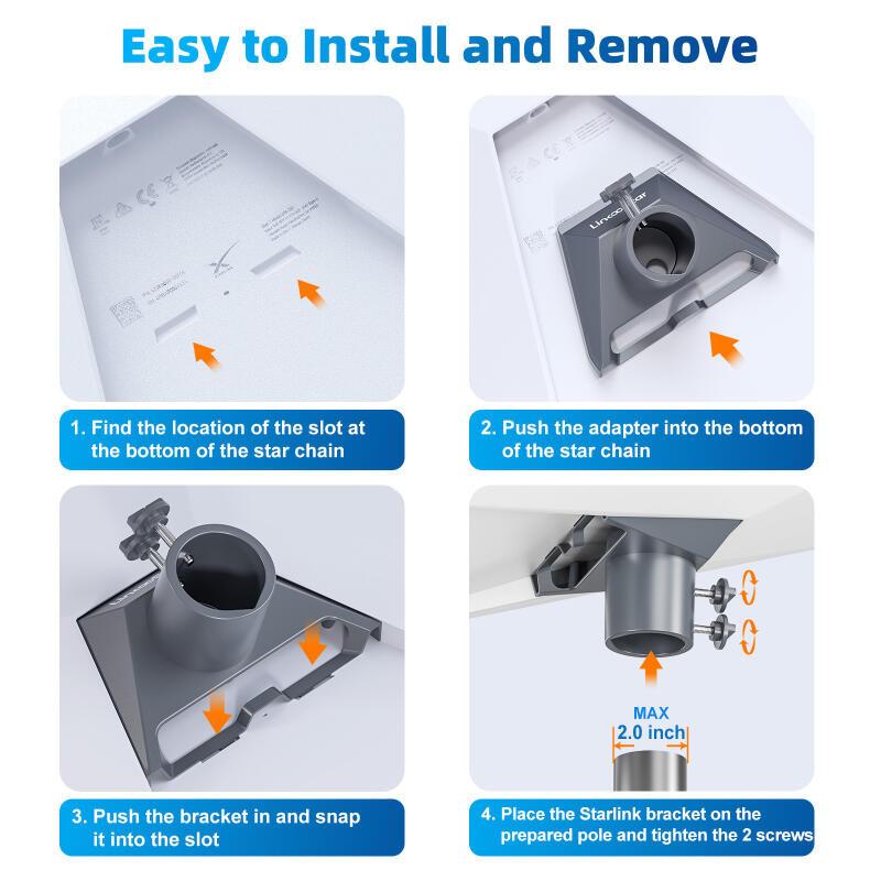 HdoorLink Für Starlink Gen 3 Rohradapter Mastmontage Dachmontagemast Rohrverbinder Für Starlink Standard Schüssel Gen3 Ständer