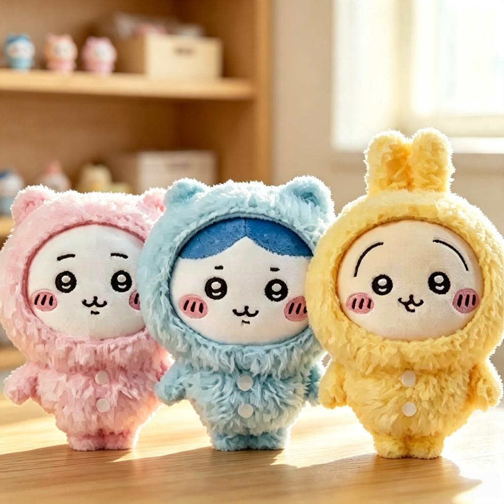 3PCS/SET Chiikawa Cartoon Usagi Hachiware Usachi Soft KAWAII Plush Doll Keychain Pendant Toy - Pajama Theme Gift