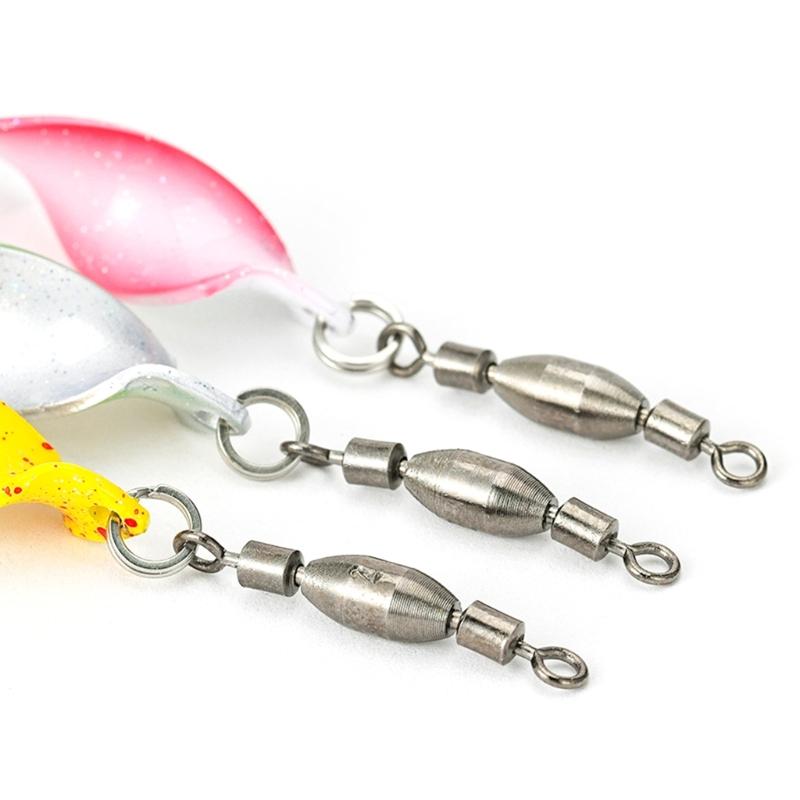 10pcs Twisted Hard Baits 360 Degree Rotating Wobbler Jigging Baits Spoon Lures Artificial Spinnerbaits with Feather Hook