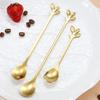 Gold Leaf Stainless Steel Spoon - Creative European Style Fruit, Coffee, Stirring, and Dessert Spoon Gift