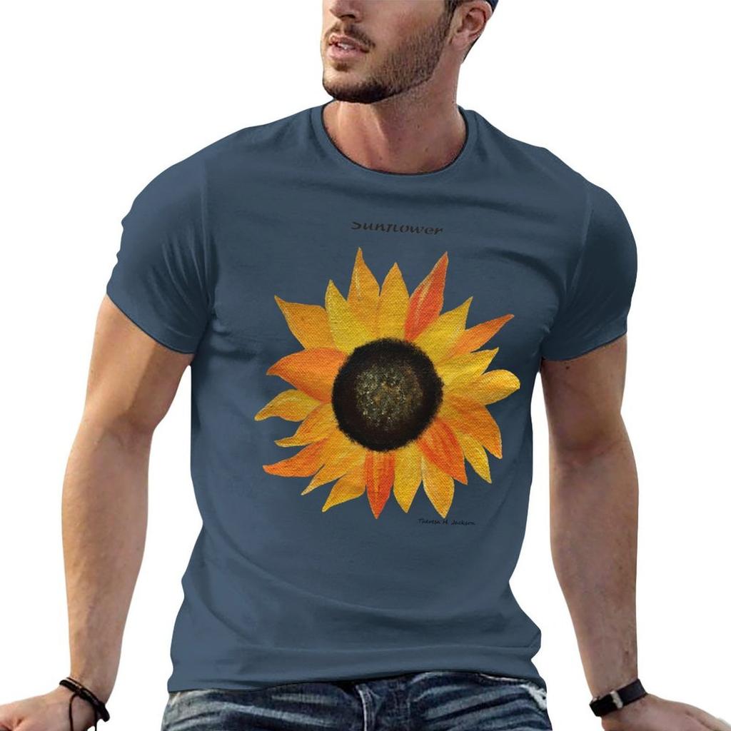 Hübsches Sonnenblumen-T-Shirt Lässige Mode Kurzarm Baumwoll-T-Shirt