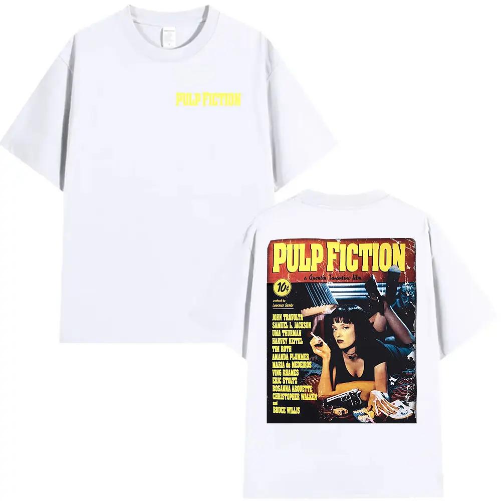 Vintage Pulp Fiction Movie Graphic T Shirts Unisex Women High Quality Fashion Oversized Cotton Tshirt Yk2 Harajuku Clothing Tshirt