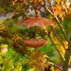 Umbrella-Shaped Bird Feeder Rustic Outdoor Wildbird Feeder with Rain Guard Decorative Hanging Platform Seeds Tray for Courtyard Balcony