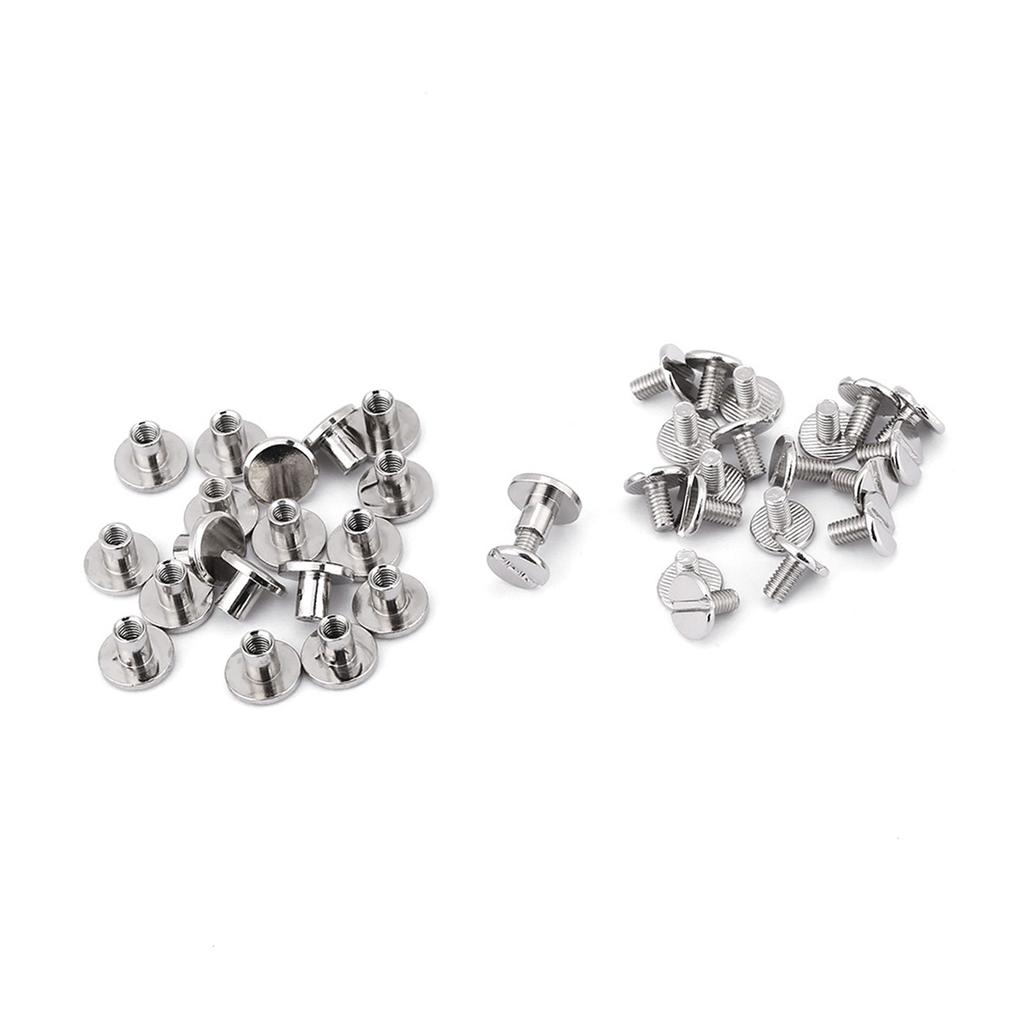 20PcsCelsiusset Brass Threaded Flat Head Nut Nail Rivets Screws Leather Craft Repair Supplies(5mm)
