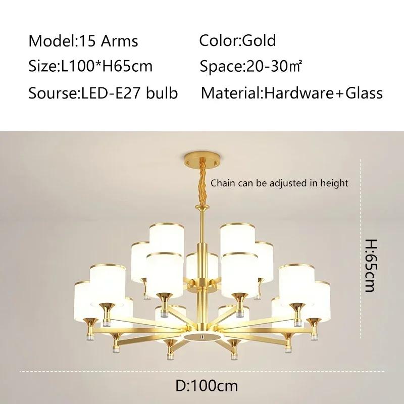 modern creative living room Chandeliers glass lampshade golden black ceiling light dining room hotel home lighting decoration