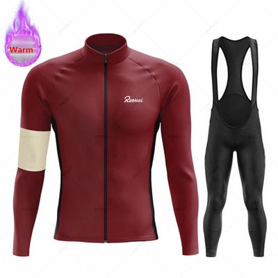 2026 Winter Rvouei Cycling Clothing Men's Thermal Fleece Bicycling Clothing Set Outdoor MTB Bike Bib Pants Ropa Maillot Ciclismo