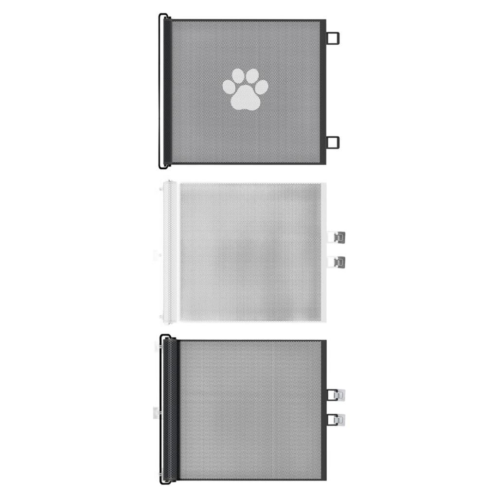 Retractable 130cm Expandable Pet Door Barrier Adjustable Width Pet Gate For Stairs Kitchen White Durable Metal Mesh Childproof Household Barrier