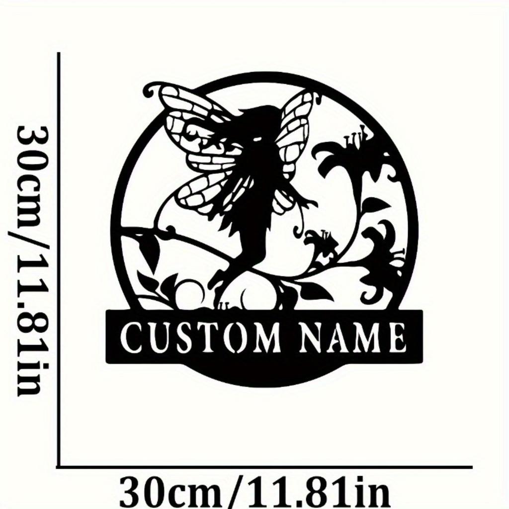 Customizable Fairy Metal Surname Sign 1pc Black Iron Art Hot Sale for Home Living Room Outdoor Patio Decor
