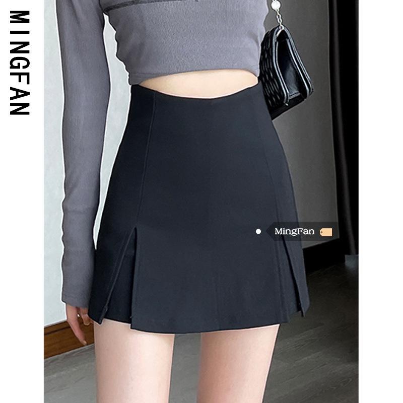 

2024 Korean-Style High-Waisted Black Midi Skirt: Trendy Summer Design for Women S