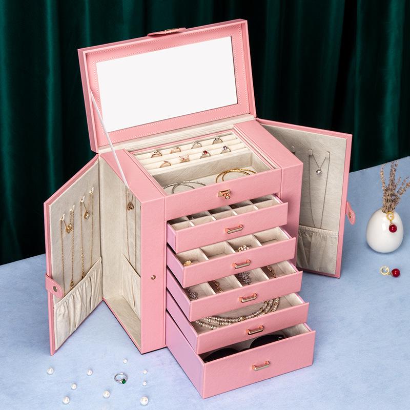 Multilayer Portable Jewelry Box for Earrings, Rings, and Necklaces