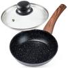 Granit-Pfanne mit Glasdeckel Schwarz&Holz 16 cm