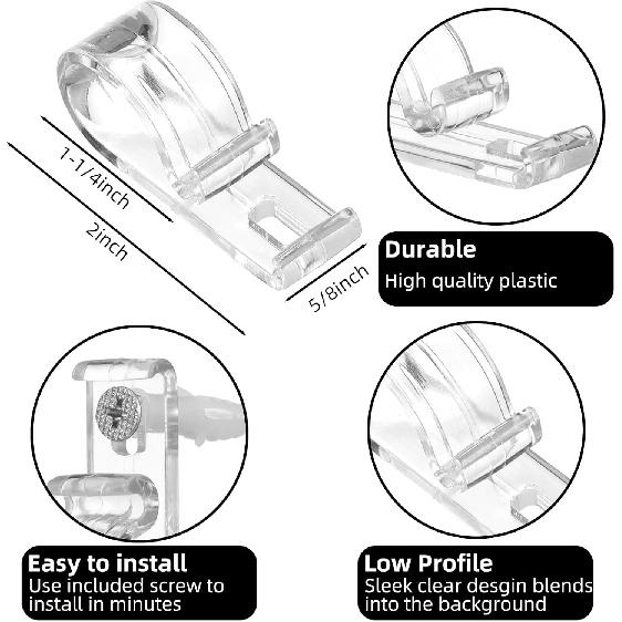 Barydat Roller Shade Clear Safety Chain and Cord Guide Curtain P Clip Blind Cord Holder Fixation Hook Bead Chain Tension Device with Screws for