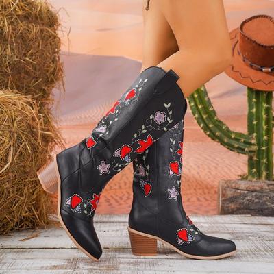 New Style Shoes: Mid-heeled High-top Boots for Women, Large-sized Thick-heeled Leather Boots for Women
