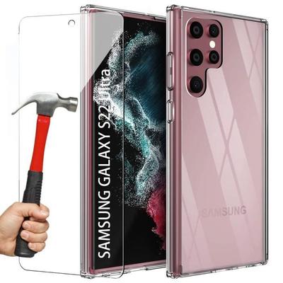Protective Case for Samsung S22Ultra - PROSHOP - Flexible - Transparent - 2 Tempered Glass