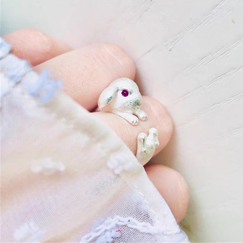 Easter Bunny Ring Alloy Adjustable Open Ring for Party Gift