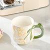 Ins Style Flowers Personalized Household Mug High value Ceramic Cute Office Breakfast Water Cup Girls Gift