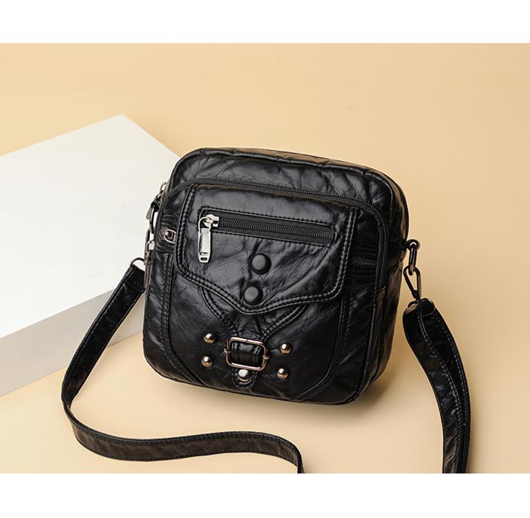 High Quality Leather Shoulder Handbag Elegant Girl Crossbody Small Mobile Phone Sac Ladies Casual Water Wash Bags Bolsa Feminina