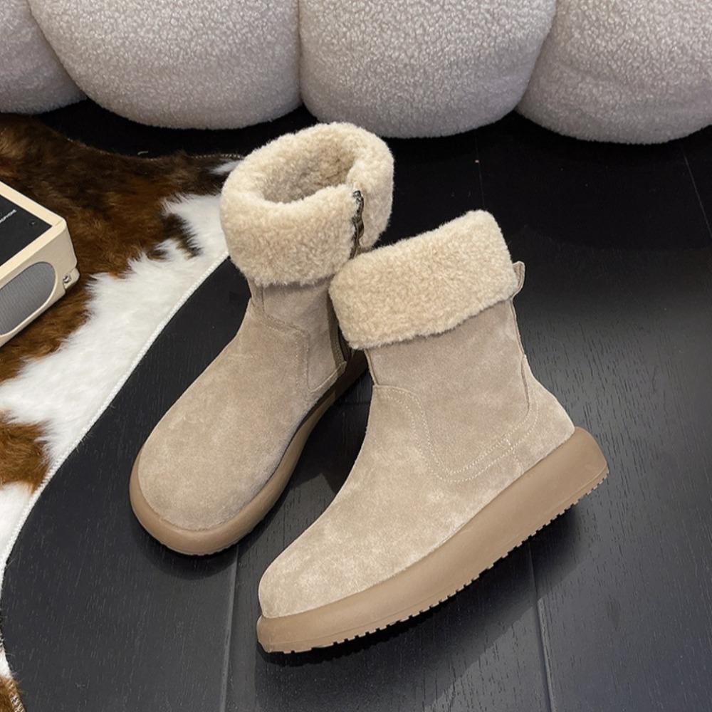 Snow Boots for Women's 2026  Winter New Plush Thickened Short Boots Retro Warm Fluffy Cotton Shoes Women's Flats Boot Women