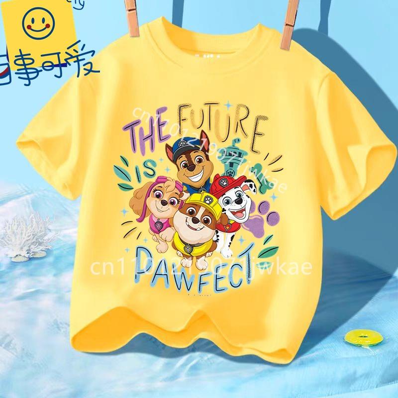 Kids Paw Patrol Cartoon Graphic Baby T Shirt Cotton Casual Short Sleeve Tee Boys and Girls 2026 Summer Toddler Clothing Tops
