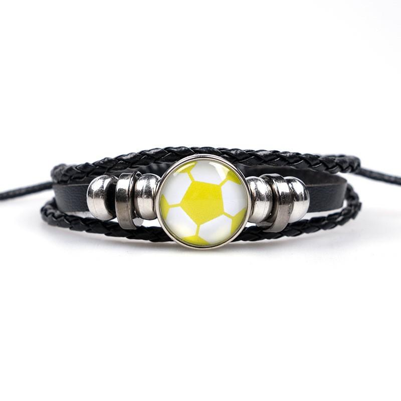 New Football Sport Bracelet For Men Soccer Basketball Tennis Charm Braided Leather Bracelet Women Adjustable Chain Jewelry Gift