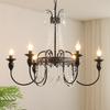Retro Pendant Light, Black High-end Crystal Living Room Light, Dining Bar Counter, Bedroom, Study Light