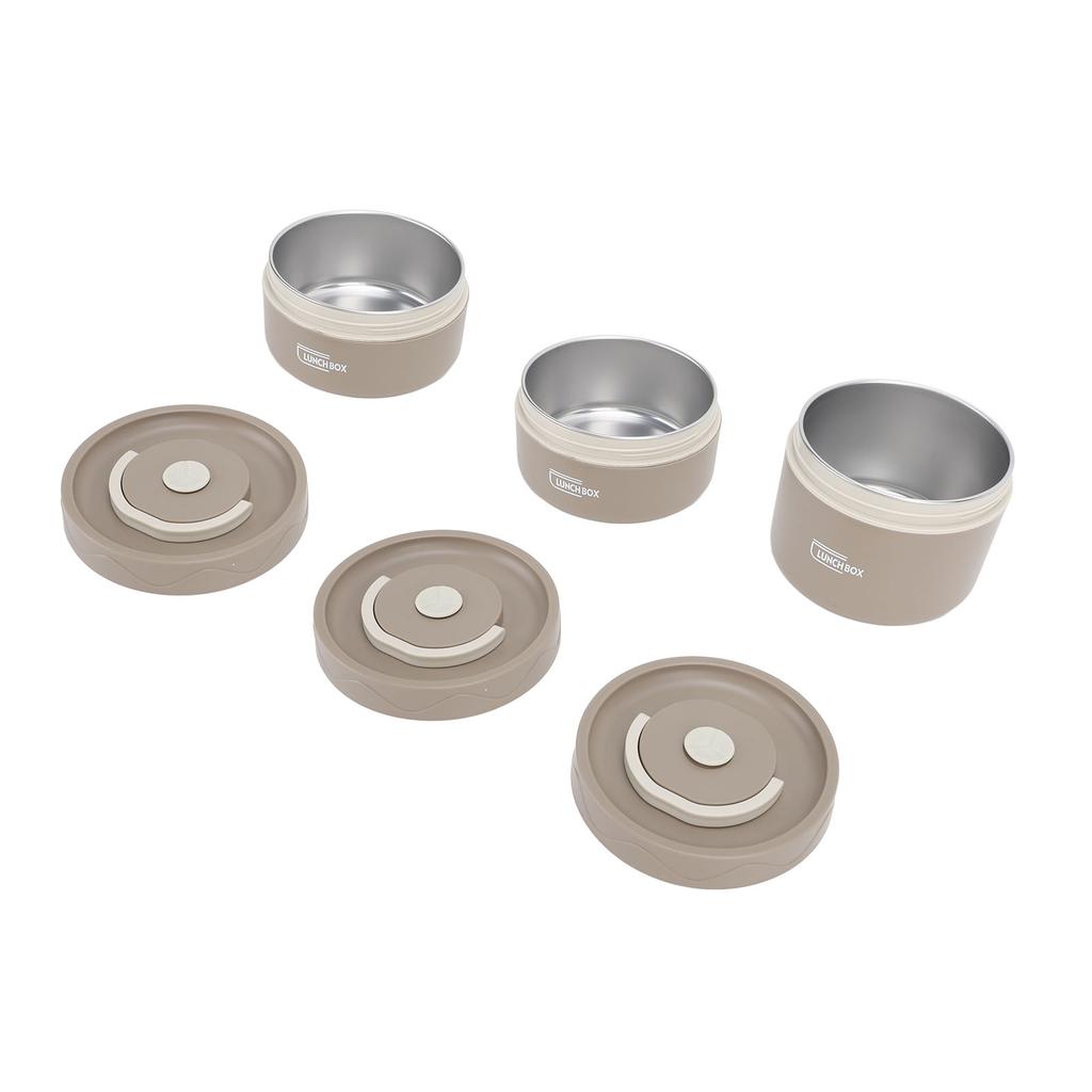 Insulated Lunch Container 304 Stainless Steel Sealed Multifunction Portable Round Thermal Bento Box with Thermal Bag