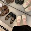 Fairy wind Mary Jane Velcro single shoes 2025 spring new Korean version soft-soled square head shallow mouth flat-soled Doudou shoes