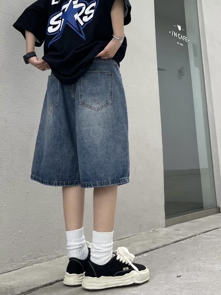 Y2K Wide Leg Trousers Vintage Jeans Women  American Streetwear Casual Washed Pants Korean Fashion Oversize Summer Denim Shorts