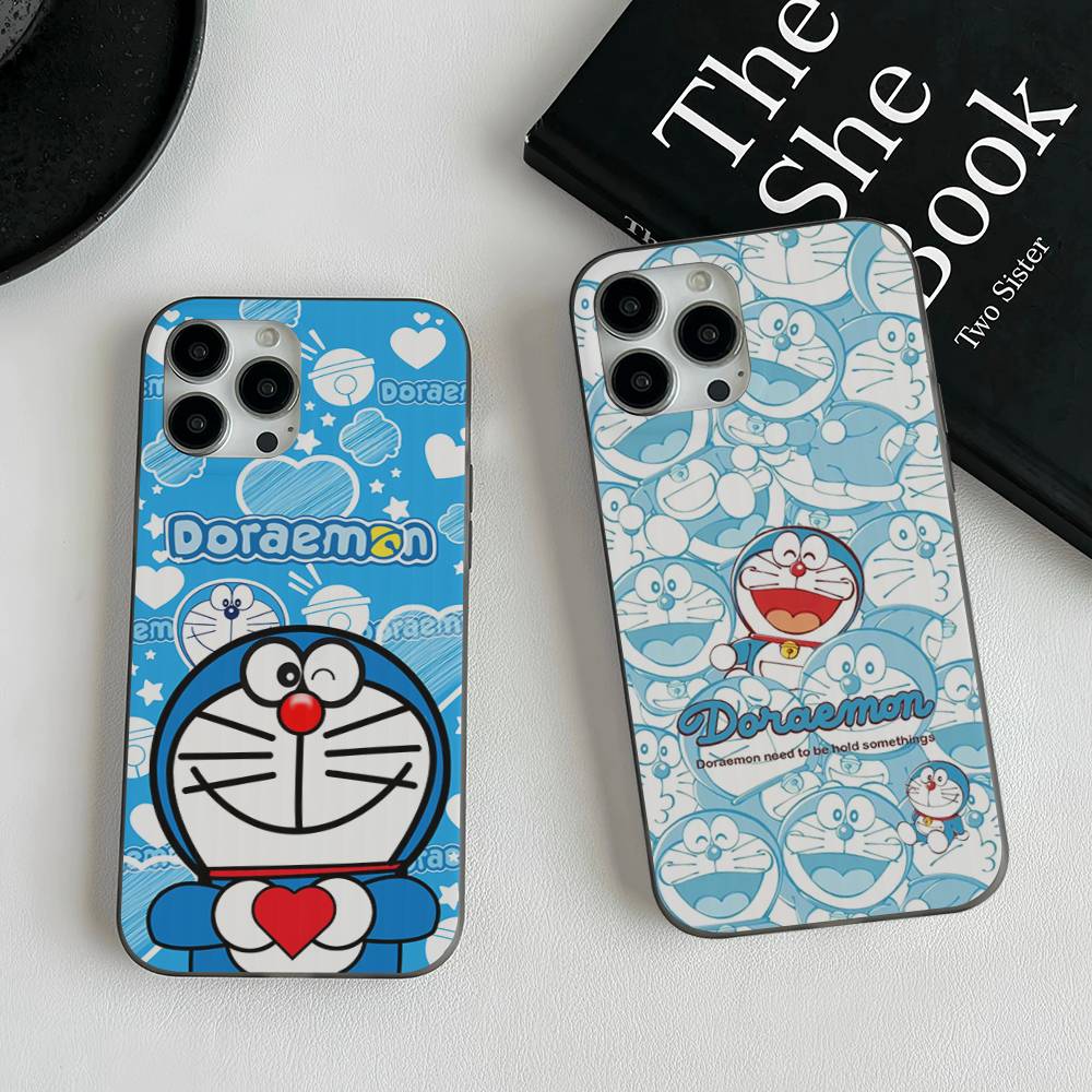 Cartoon Doraemon For IPhone 17 16 15 11 12 13 14 Pro Max Plus Pro Corrugated Translucent Back Phone Cover