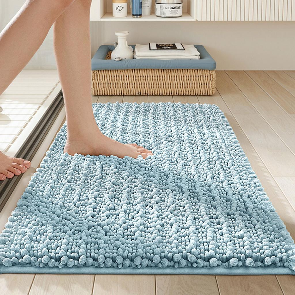 Chenille Bathroom Rug, Extra Soft, Thick, Absorbent, Long-pile, Non-, Machine Washable And Dryable, Suitable For Bathrooms.