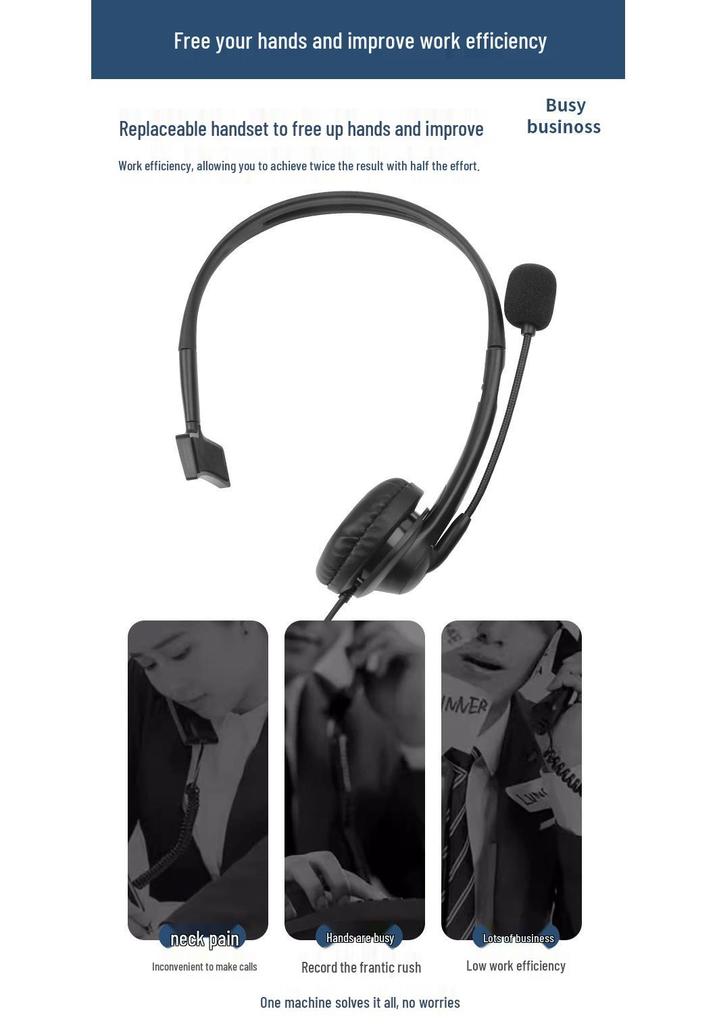 Single-Ear Wired USB Headset with Mic and Customizable Logo