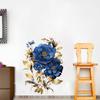 Self-adhesive Gorgeous Blue Peony Wall Stickers Large Flowers for Dining Room Accent Wall Home Decor