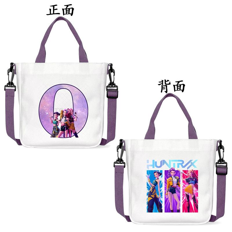 Anime Cartoon Letter Shoulder Bag Versatile Commuter Handbag Large Capacity Student Canvas Bag