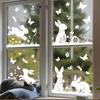 White Jumping Bunny Easter Window Clings Static Cling for Home Party Scene Decoration Removable Reusable