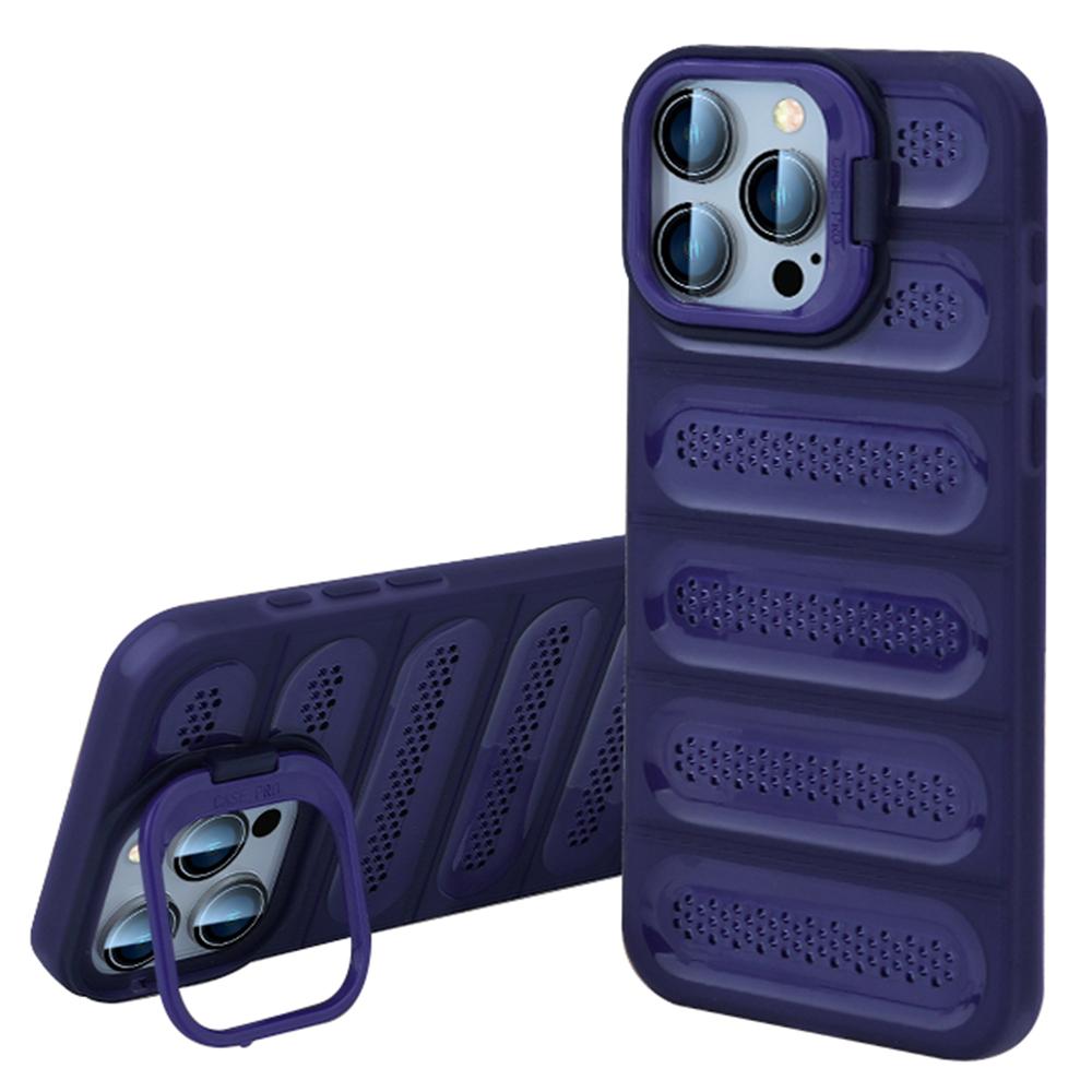 

For iPhone 16 Pro Case Heat Dissipation Kickstand Airbags Anti-Drop TPU+PC Phone Cover H